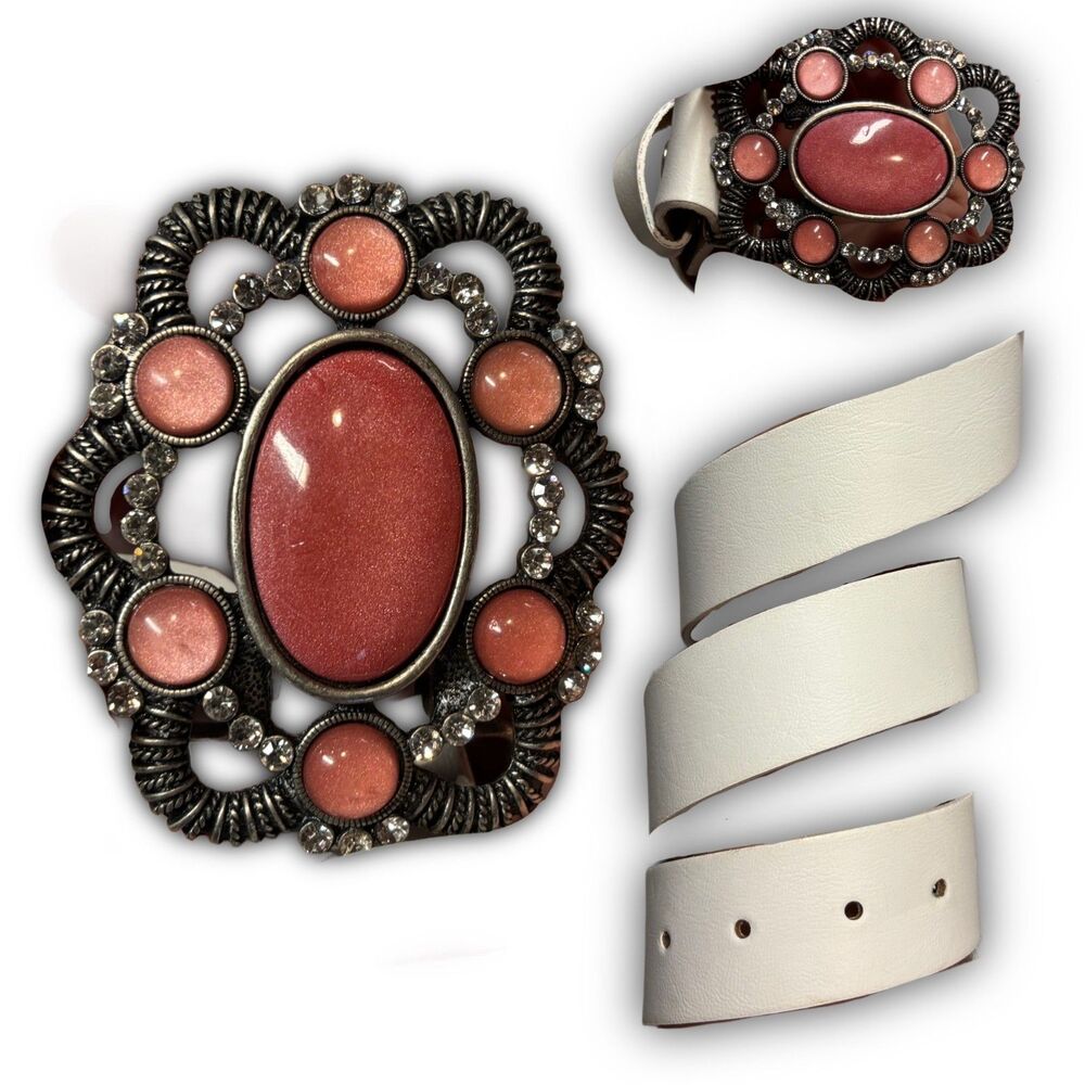Ornate Pink Gemstone & Rhinestone Statement Belt